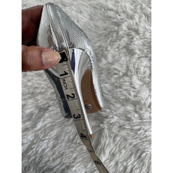 Michael Kors Silver Sequin Stiletto Heels With Bow Accent Size 8M - Picture 9 of 11